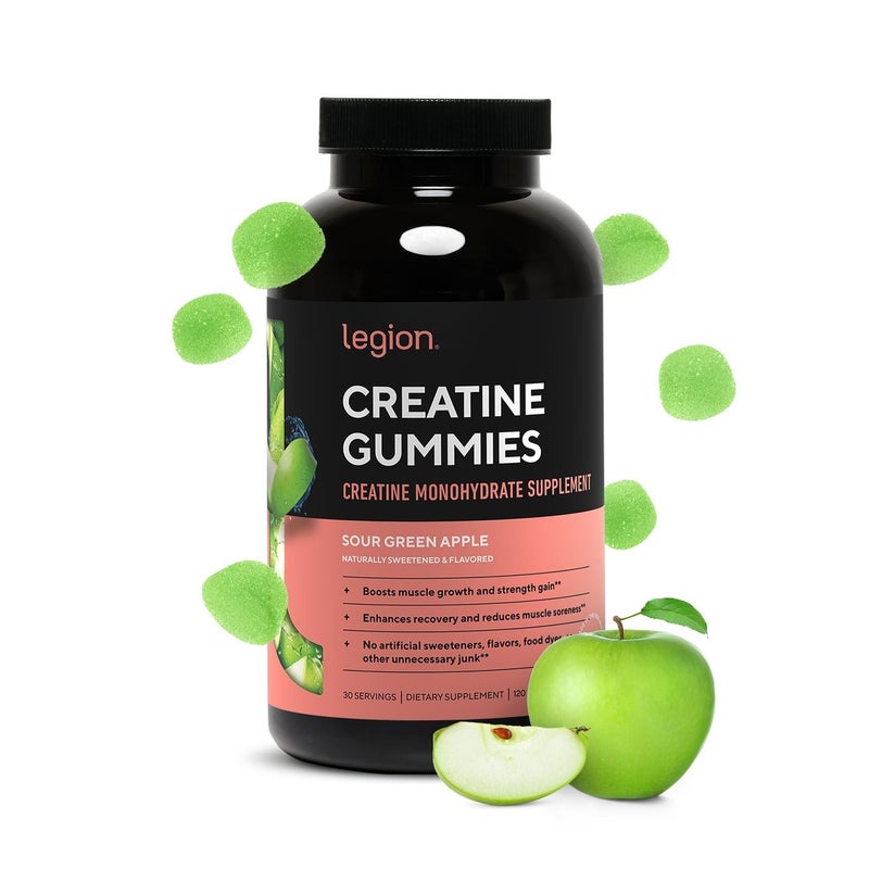 Legion Athletics Creatine Gummies, Creatine Monohydrate Supplement, Sour Green Apple, Boosts Muscle Growth + Enhances Recovery, Dietary Supplement, 30 Servings, 120 Gummies - Image 1