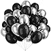 YMSZ Black and Silver Balloons 67pcs 12 Inch Metallic Silver and Black Balloons for Birthday Baby Shower Wedding and Engagement Party Decoration - Image 3