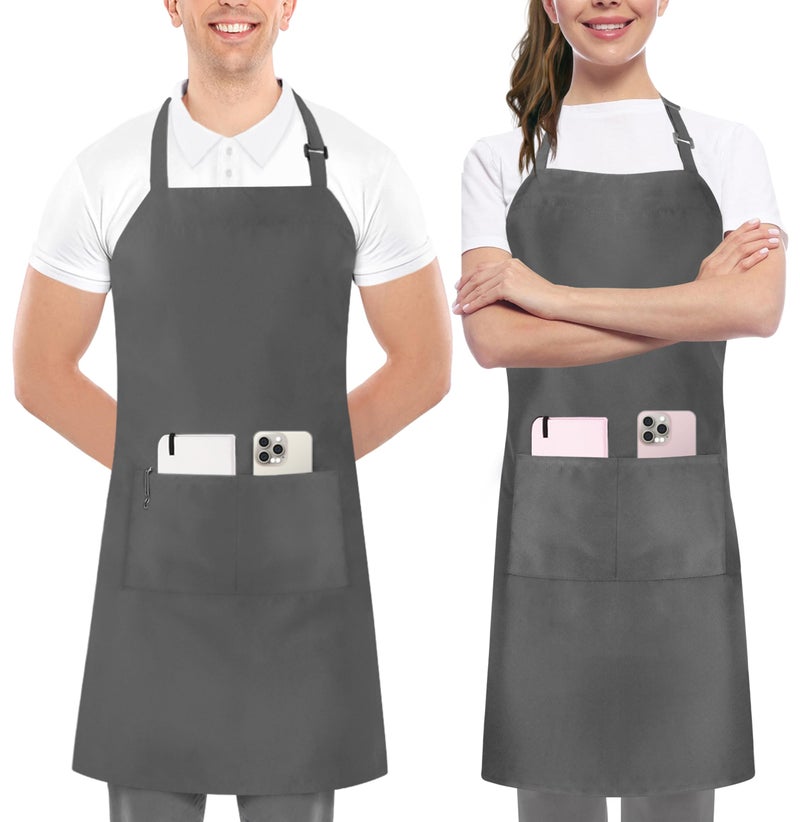 Utopia Kitchen 2 Pack Bib Apron  Adjustable with 2 Pockets  Water and Oil Resistant  Cooking Kitchen Chef Apron for Women Men - Image 1