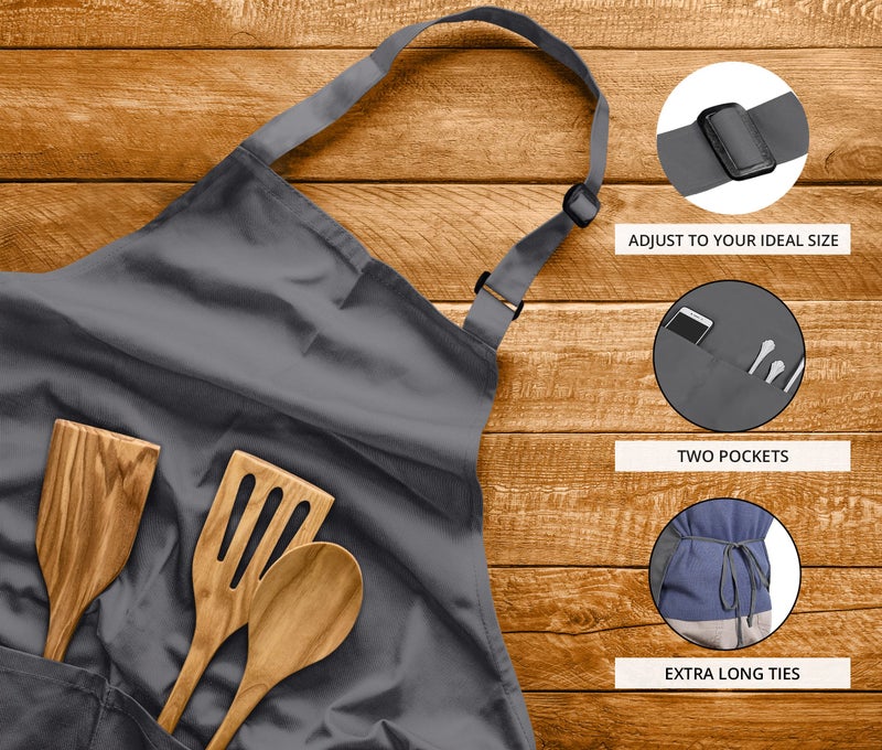 Utopia Kitchen 2 Pack Bib Apron  Adjustable with 2 Pockets  Water and Oil Resistant  Cooking Kitchen Chef Apron for Women Men - Image 4