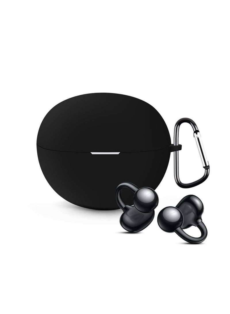 O Ozone Silicone Case Compatible with HUAWEI FreeClip, Shockproof and Scratch-Resistant Full-Body Protection Headphone Cover with Anti-Lost Keychain- Black  - Image 1