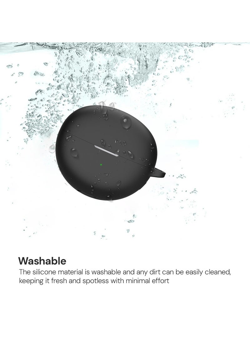 O Ozone Silicone Case Compatible with HUAWEI FreeClip, Shockproof and Scratch-Resistant Full-Body Protection Headphone Cover with Anti-Lost Keychain- Black  - Image 4