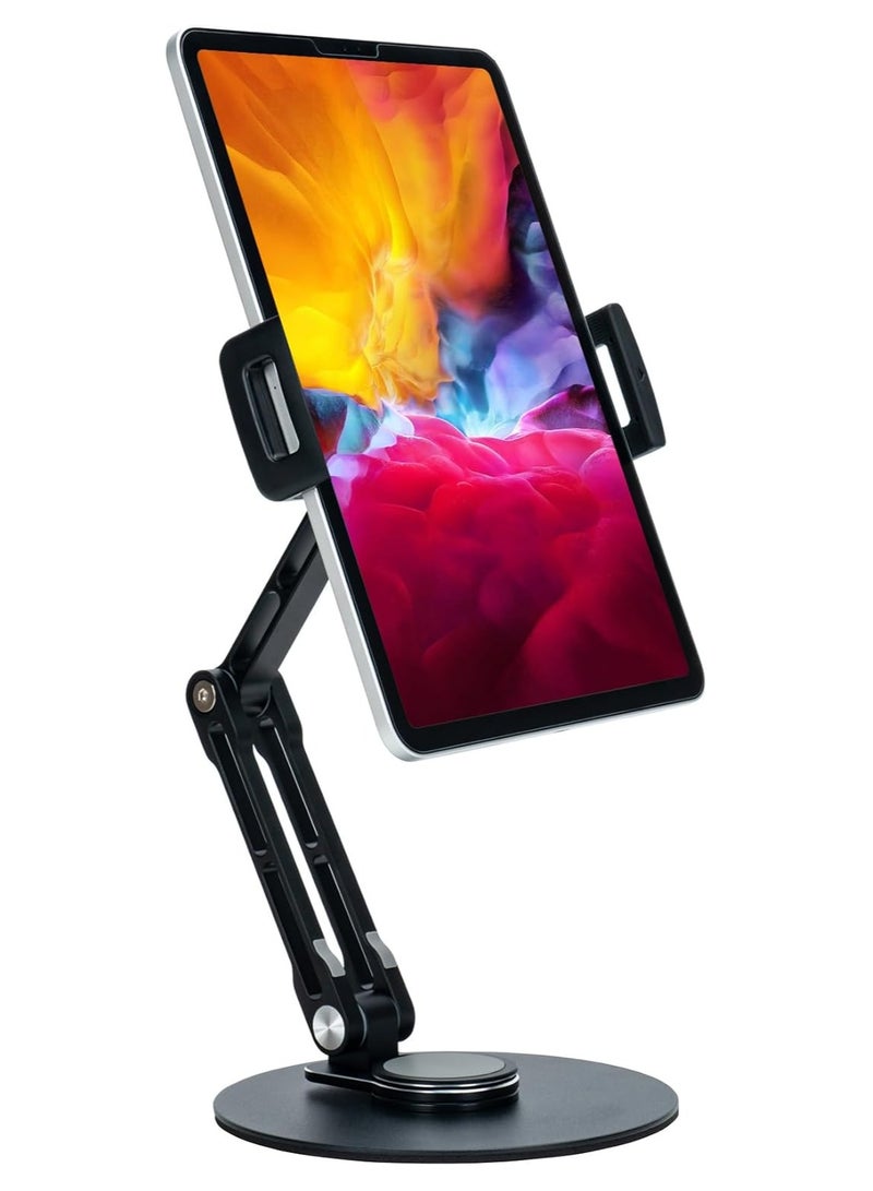 Raxoom Tablet Stand Holder for iPad with 2 Adjustable Arm and 360° Rotates Multi-Angle Adjustable (Black) - Image 1