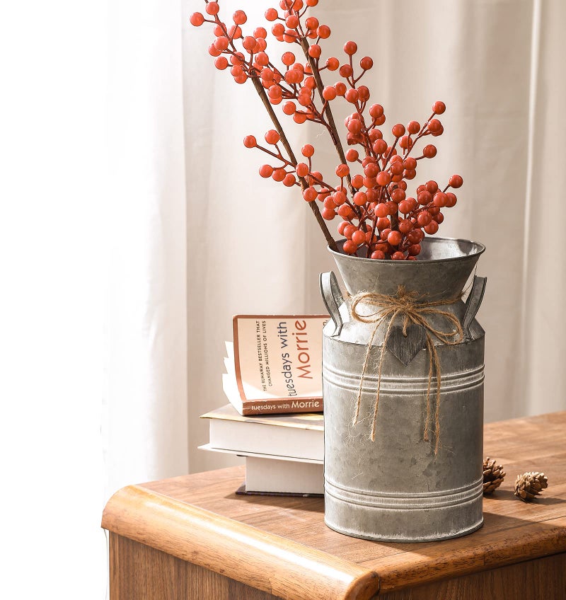 Venalys Vintage Galvanized Metal Milk Can, Farmhouse Decorative Flower Vase, Rustic French Country Milk Jug for Home Decor,10.6''Hâ€¦ - Image 4