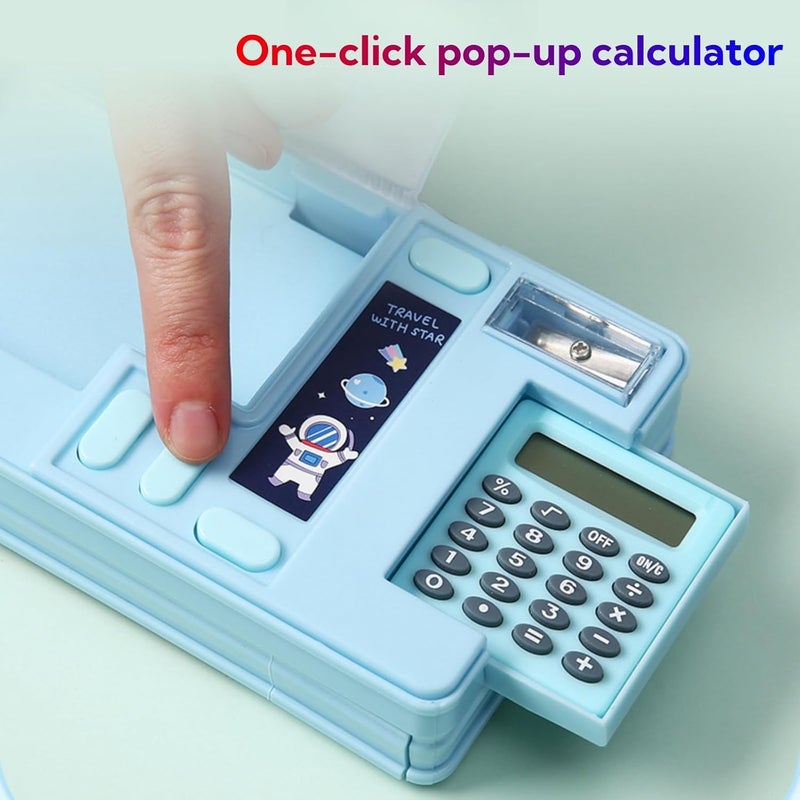 JDLYEVER Indoor outdoor use Pop Up Multifunction Pencil Case, Built-in Sharpener and Calculator, Double-Sided Magnetic Closure, School Timetable, Fun Mechanism for Hidden Storage, Pen Holder, 26 * 3.5 * 9.5cm (pink) Low wear optimized design - Image 5