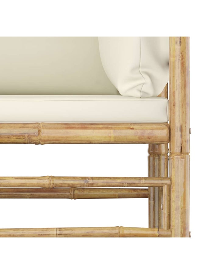 vidaxl 7 Piece Garden Lounge Set with Cream White Cushions Bamboo 3058231 - Image 3