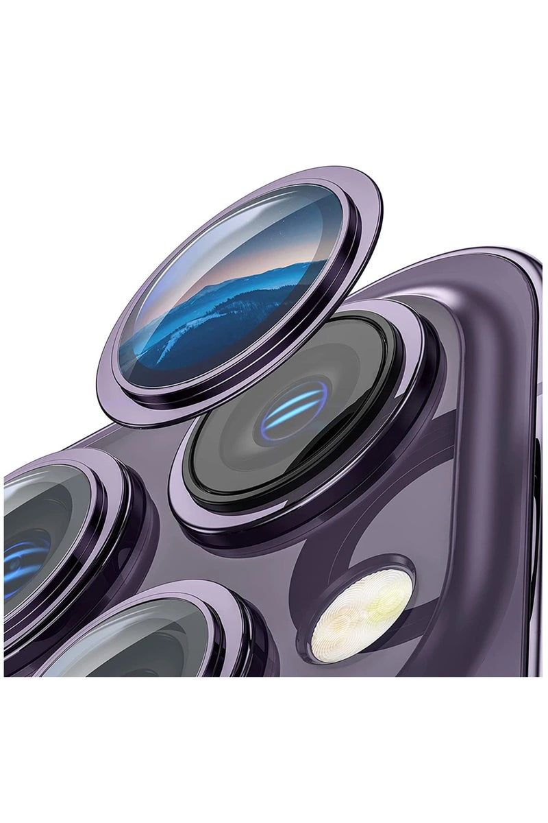 واقي عدسة الكاميرا الأصلي لهواتف آيفون 15 برو (3 قطع بنفسجي) - 2-3 قطع - متوافق مع آيفون 15 برو ماكس، 14، 13، 14 برو، وآيفون 1