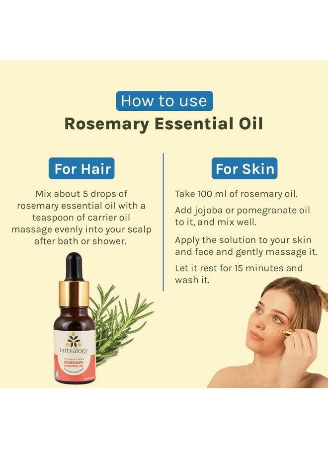 Nature's Tattva - Tattvalogy Therapeutic Grade Rosemary Essential Oil ; Rosmarinus Officinalis ; Steam Distilled ; 100% Pure & Natural ; For Hair Nourishment And Skin Moisturizing ; In Glass Bottle 15 Ml - Image 1