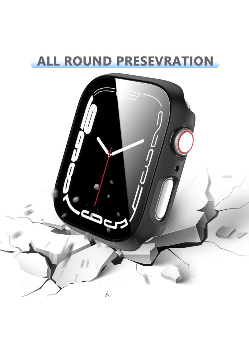 RATSAW - 2 Pack Hard PC Case Built in Tempered Glass Screen Protector Compatible with Apple Watch Series 8 Series 7 45mm Ultra Thin Scratch Resistant Full Protective Bumper Covers for iWatch 45mm - Image 1
