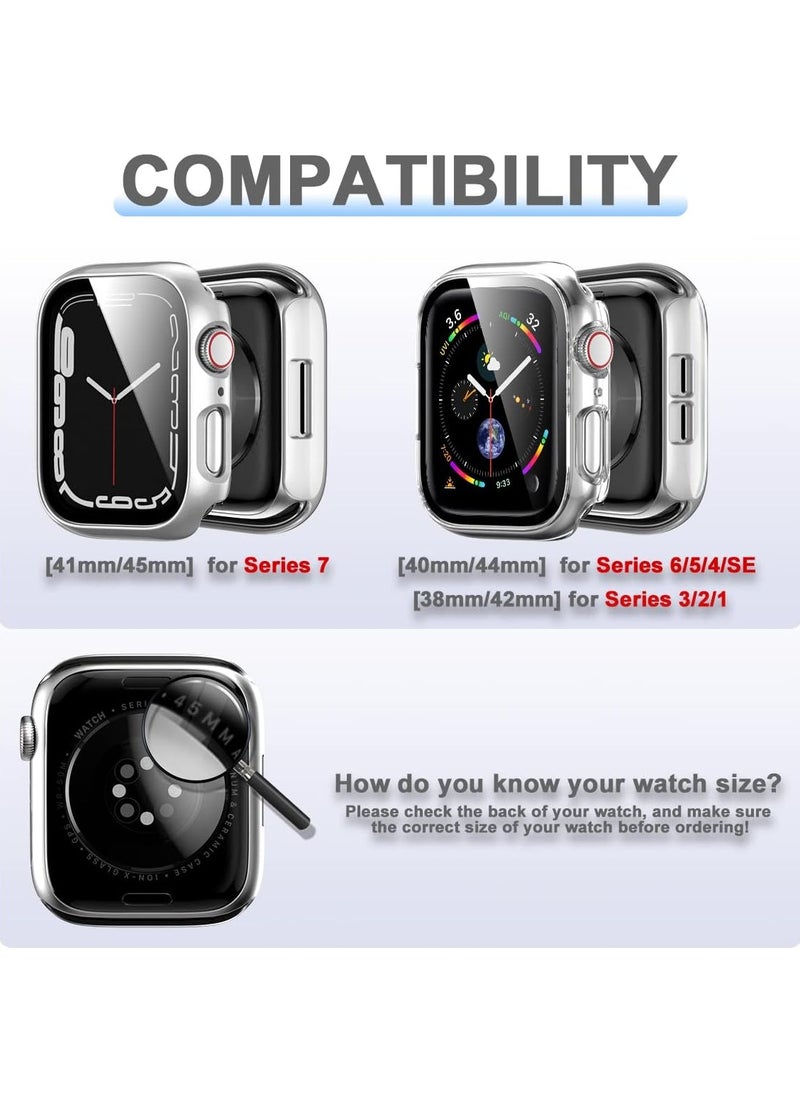 RATSAW - 2 Pack Hard PC Case Built in Tempered Glass Screen Protector Compatible with Apple Watch Series 8 Series 7 45mm Ultra Thin Scratch Resistant Full Protective Bumper Covers for iWatch 45mm - Image 1