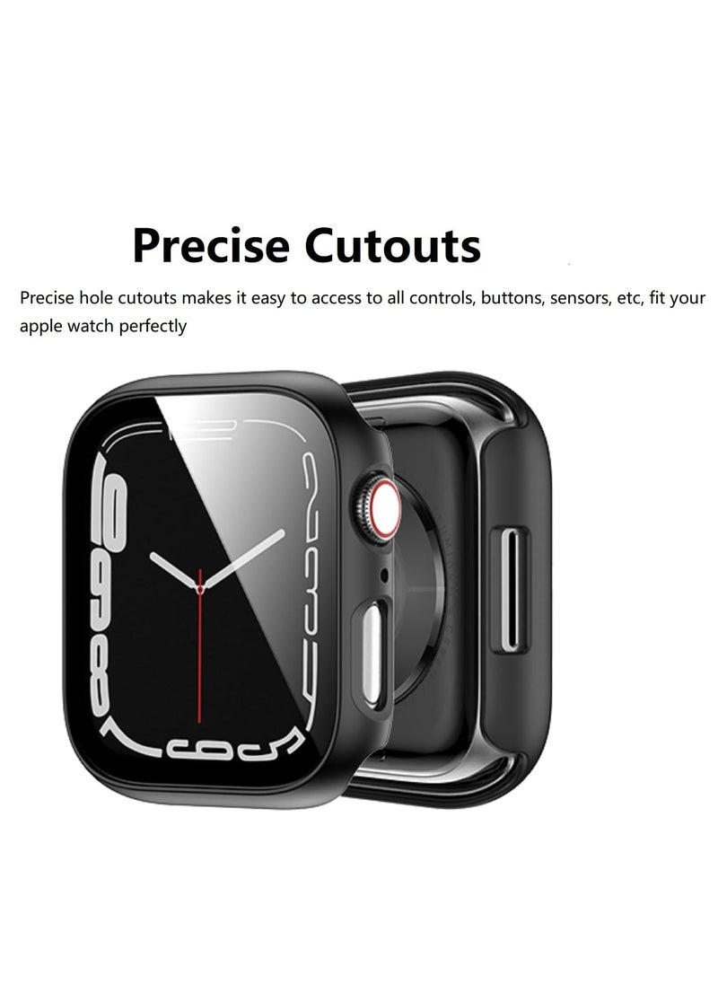 RATSAW - 2 Pack Hard PC Case Built in Tempered Glass Screen Protector Compatible with Apple Watch Series 8 Series 7 45mm Ultra Thin Scratch Resistant Full Protective Bumper Covers for iWatch 45mm - Image 1