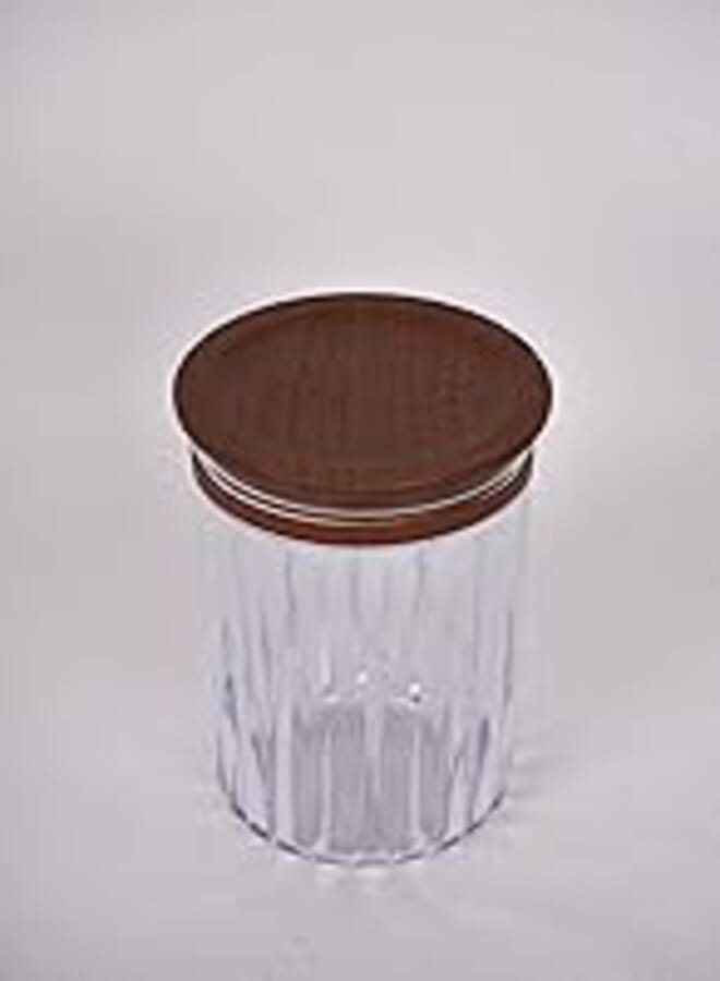 Acrylic air tight canister with Oak wood coating cap 1ltr