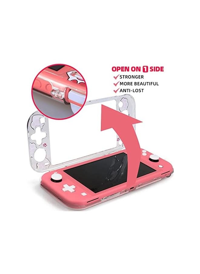 PROMASS - Protective Case for Switch Lite, Clear Hard PC Case Cover Split Design Shockproof Anti-Scratch Shell Accessories for Switch Lite and Joycon Controller - Cute Pink Cat Paw - Image 1