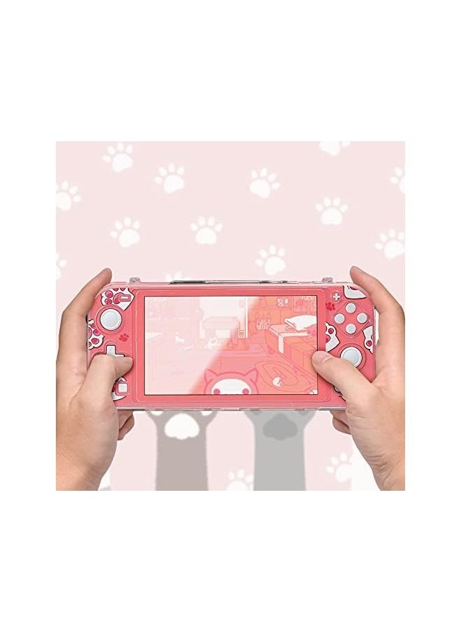 PROMASS - Protective Case for Switch Lite, Clear Hard PC Case Cover Split Design Shockproof Anti-Scratch Shell Accessories for Switch Lite and Joycon Controller - Cute Pink Cat Paw - Image 1