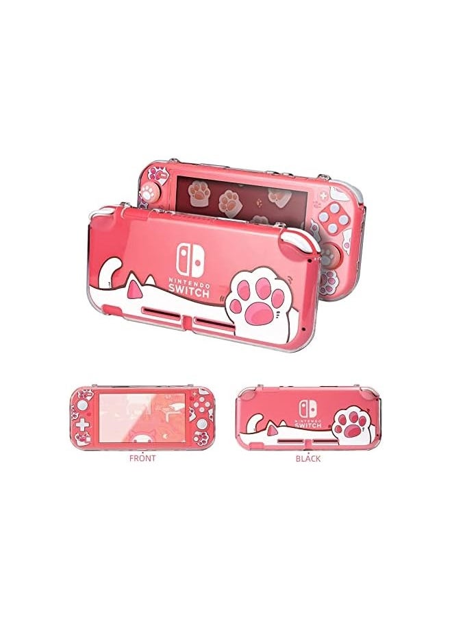 PROMASS - Protective Case for Switch Lite, Clear Hard PC Case Cover Split Design Shockproof Anti-Scratch Shell Accessories for Switch Lite and Joycon Controller - Cute Pink Cat Paw - Image 1