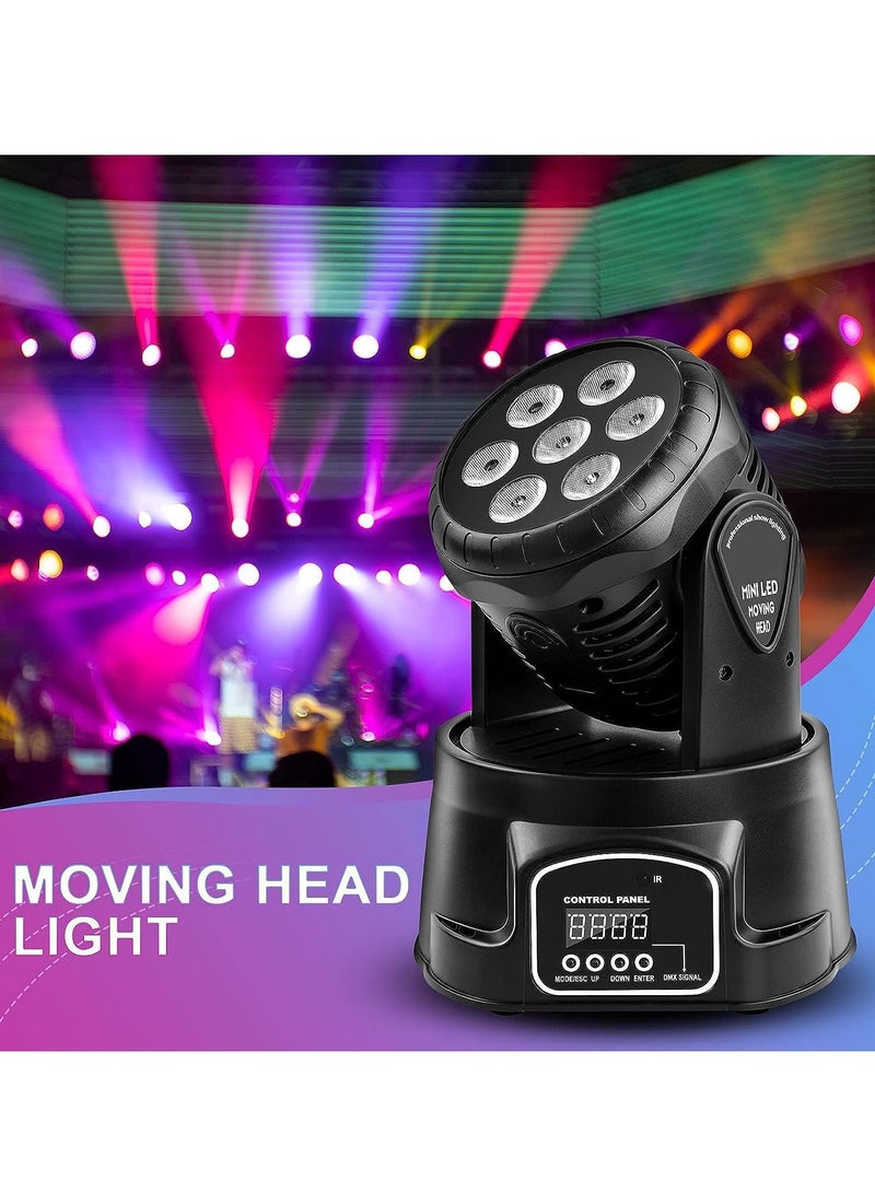 Verci Moving Head Light RGBW Stage Lighting DJ Lights 7 x 10W LED Beam Spotlight 9/14 CH Wash Light with DMX and Sound Activated for Church Wedding DJ Shows Disco Bar Lighting Disco DJ Beam lights - Image 2