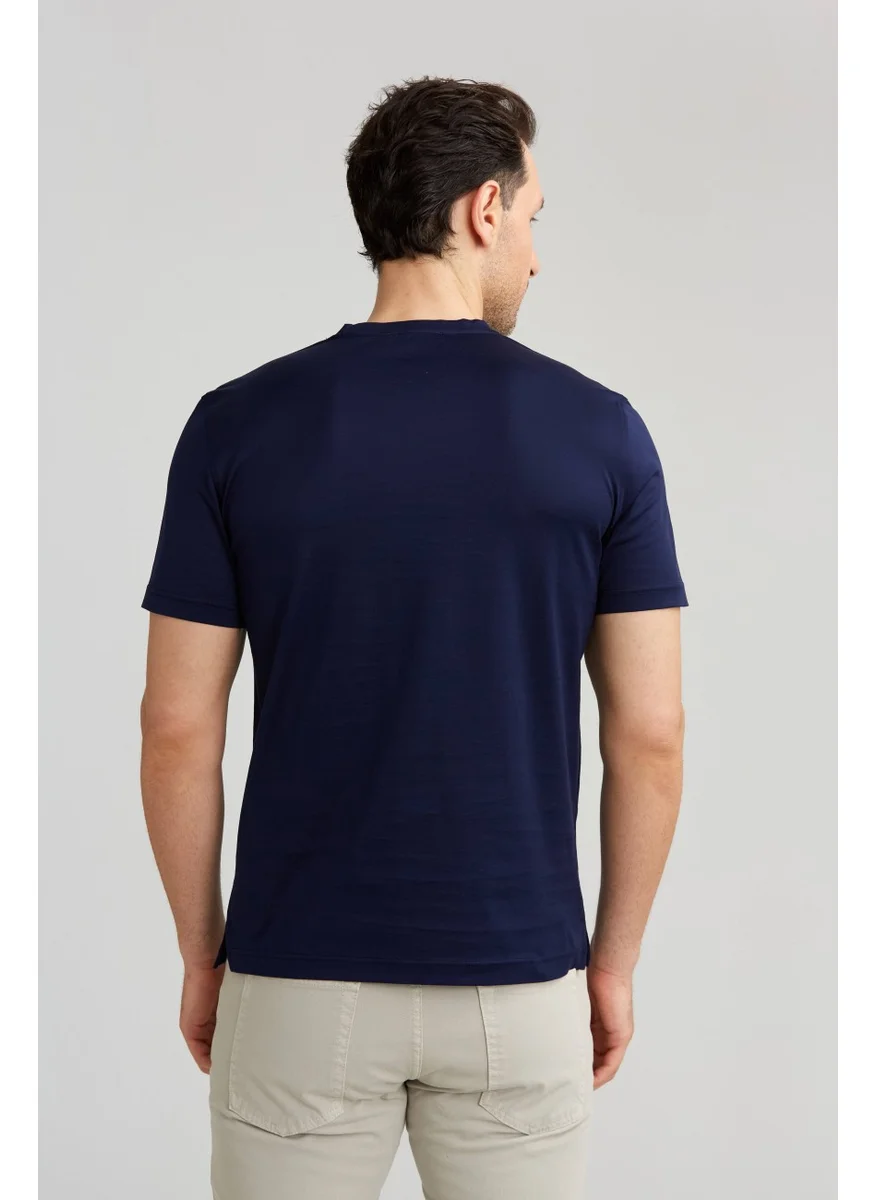 Bisse Men's Polo Neck T-Shirt Navy Blue TSNOS24Y24101_D39
