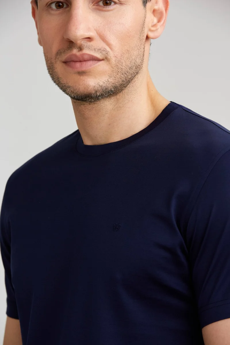 Bisse Men's Polo Neck T-Shirt Navy Blue TSNOS24Y24101_D39