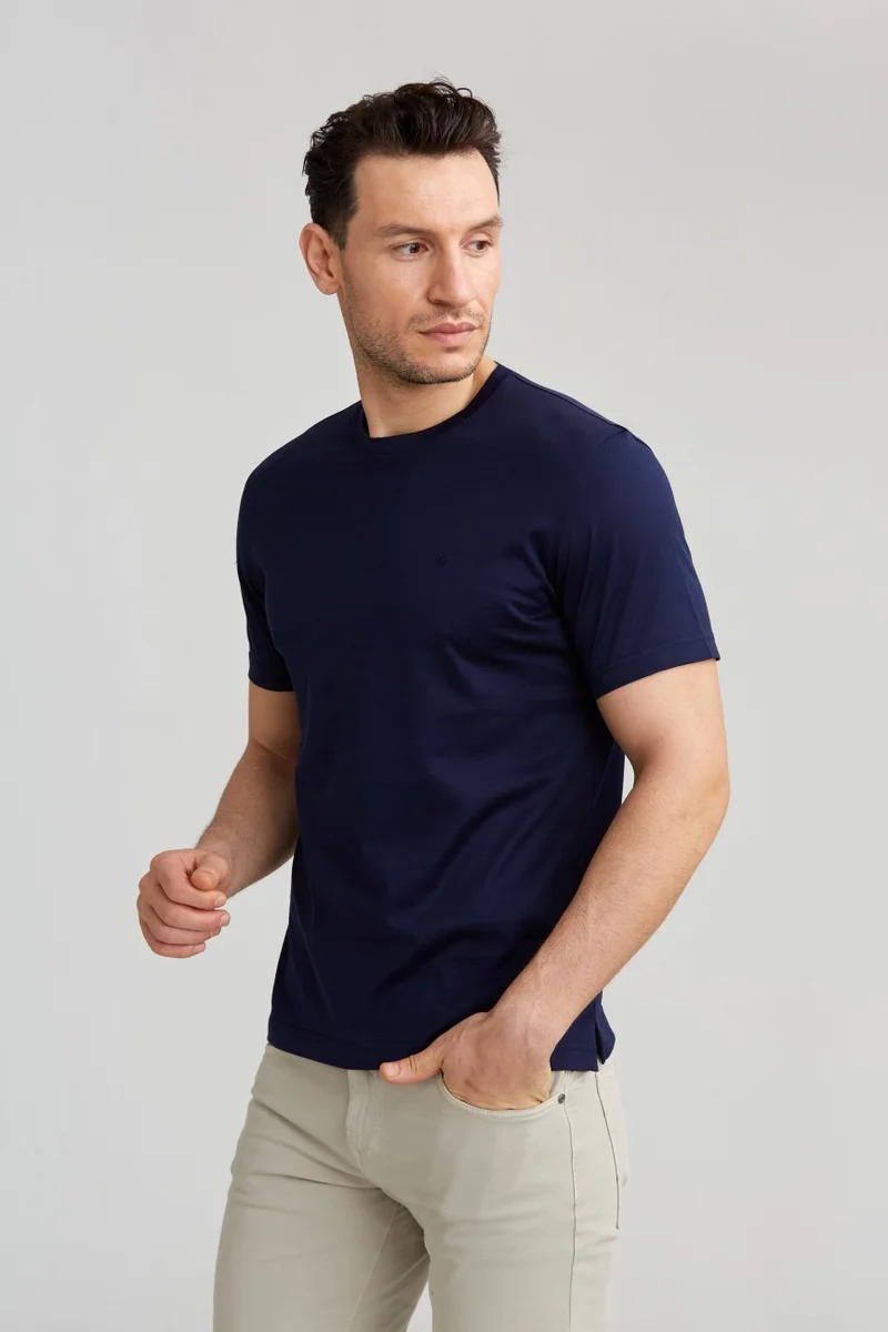 Bisse Men's Polo Neck T-Shirt Navy Blue TSNOS24Y24101_D39