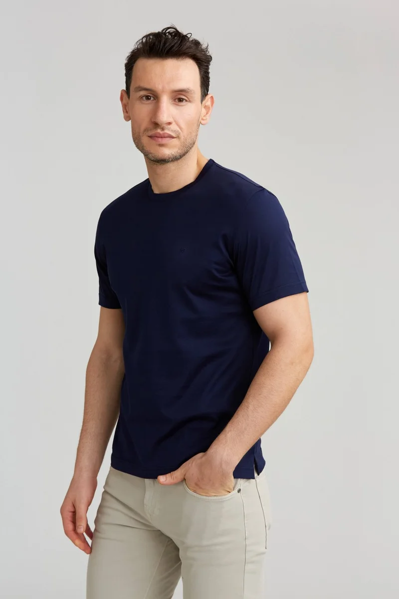Bisse Men's Polo Neck T-Shirt Navy Blue TSNOS24Y24101_D39