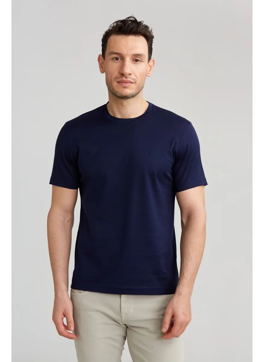 Bisse Men's Polo Neck T-Shirt Navy Blue TSNOS24Y24101_D39