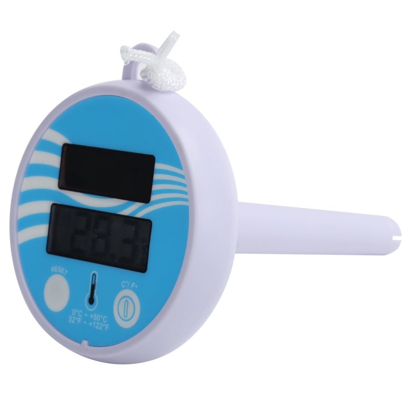 Pool Thermometer: Solar-Powered LCD Display - Highly Accurate Temperature Sensor for Outdoor & Indoor Pools, Spas With Floating Rope - Image 1