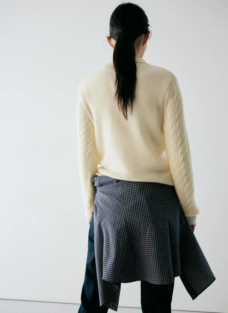 Mango Cable-Knit Polo-Neck Jumper