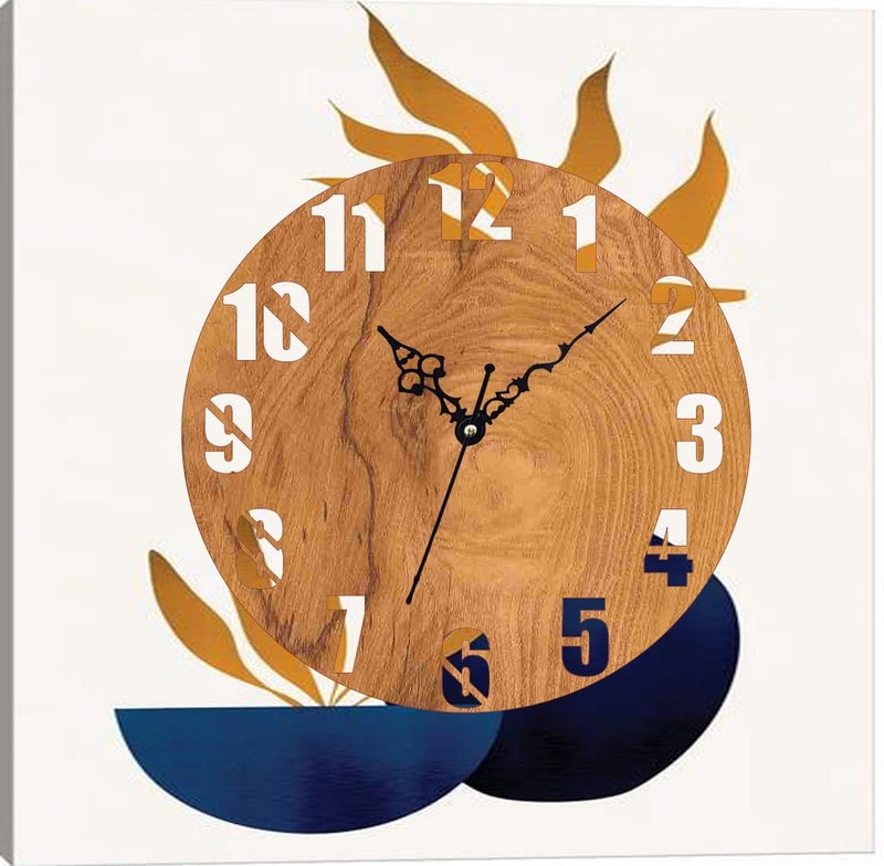 ADK 12 Inch Wooden MDF English Numeral Trendy Analog Wall Clock Without Glass Brown 30Cm X 30Cm 45 - Image 2