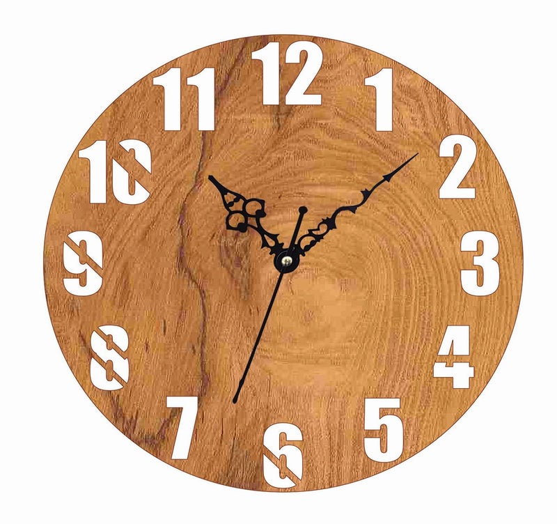 ADK 12 Inch Wooden MDF English Numeral Trendy Analog Wall Clock Without Glass Brown 30Cm X 30Cm 45 - Image 1
