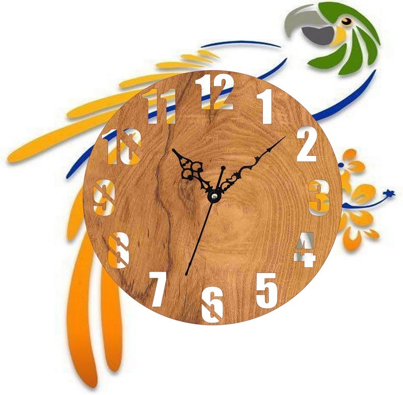 ADK 12 Inch Wooden MDF English Numeral Trendy Analog Wall Clock Without Glass Brown 30Cm X 30Cm 45 - Image 3