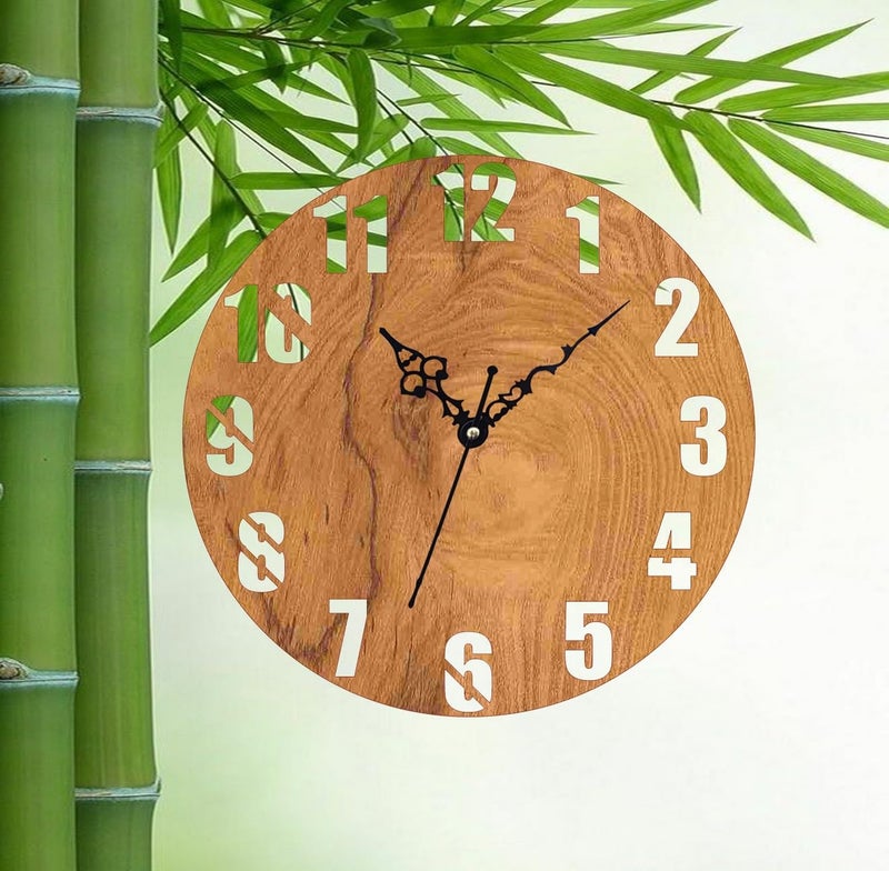 ADK 12 Inch Wooden MDF English Numeral Trendy Analog Wall Clock Without Glass Brown 30Cm X 30Cm 45 - Image 5