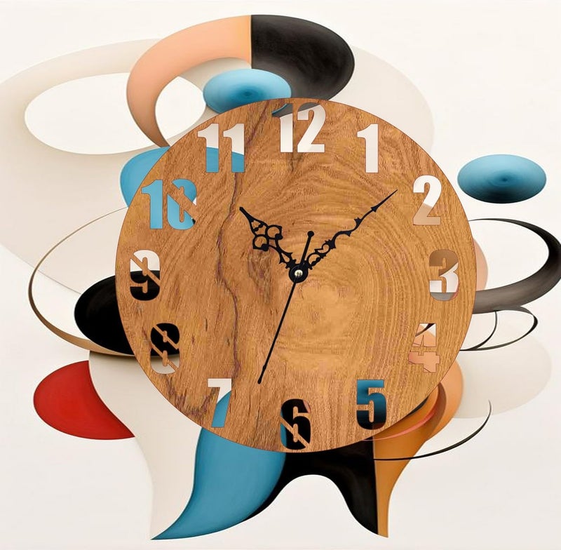 ADK 12 Inch Wooden MDF English Numeral Trendy Analog Wall Clock Without Glass Brown 30Cm X 30Cm 45 - Image 4
