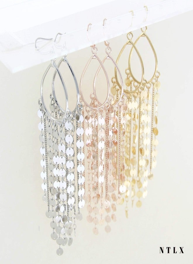 NTLX Bohemian Boho Tassel Dangle Drop Earrings for Women - Lightweight Filigree Gypsy Coin Chandelier Disc Charm Hoops - included Gift Box - Image 5