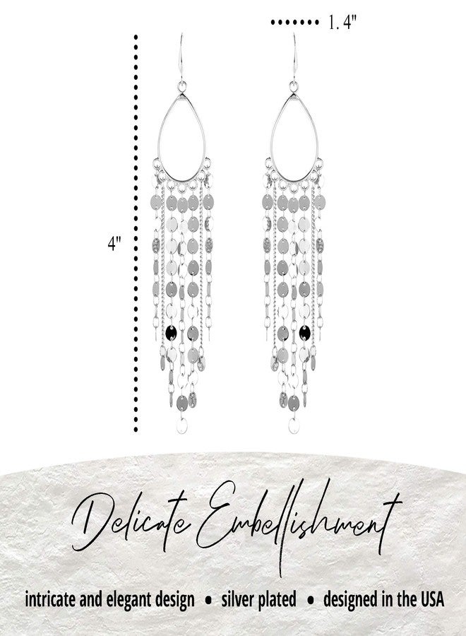 NTLX Bohemian Boho Tassel Dangle Drop Earrings for Women - Lightweight Filigree Gypsy Coin Chandelier Disc Charm Hoops - included Gift Box - Image 2