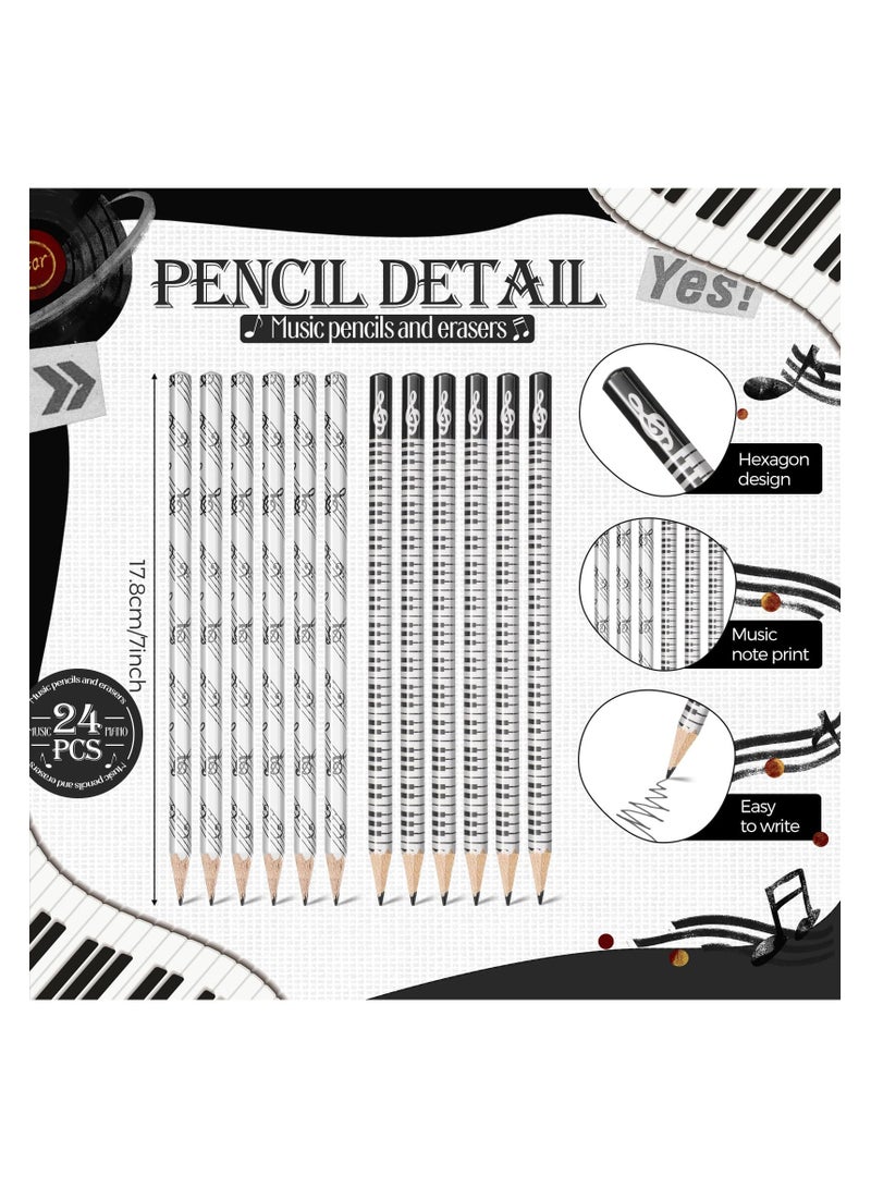 SYOSI Music Note Pencil, Music Pencils with Music Themed Erasers Wood Pencils Bulk Keyboard Fun Pencils Erasers Gift for Piano Students Kids Teachers Party Favors Classroom Supplies (48 Pcs) - Image 2