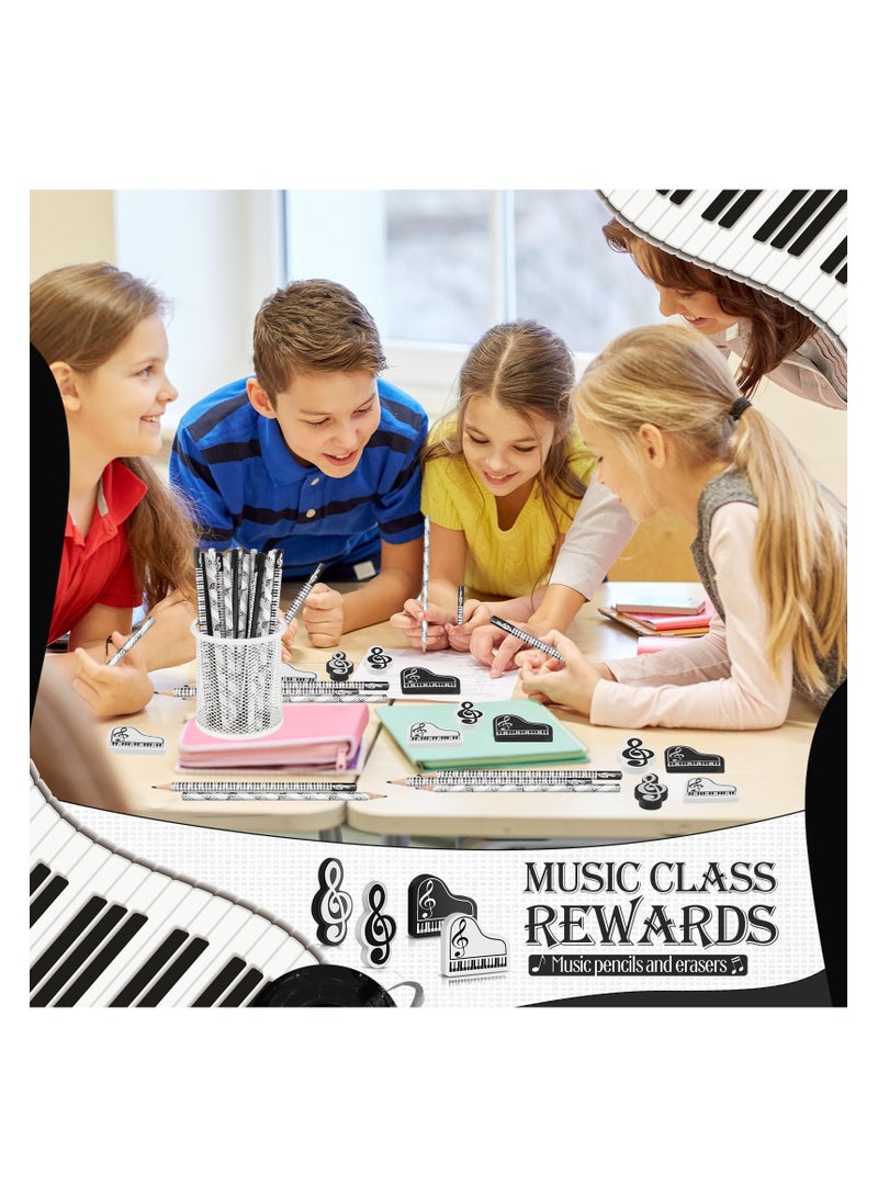 SYOSI Music Note Pencil, Music Pencils with Music Themed Erasers Wood Pencils Bulk Keyboard Fun Pencils Erasers Gift for Piano Students Kids Teachers Party Favors Classroom Supplies (48 Pcs) - Image 5