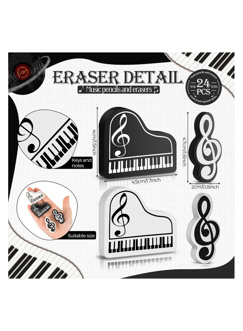 SYOSI Music Note Pencil, Music Pencils with Music Themed Erasers Wood Pencils Bulk Keyboard Fun Pencils Erasers Gift for Piano Students Kids Teachers Party Favors Classroom Supplies (48 Pcs) - Image 3