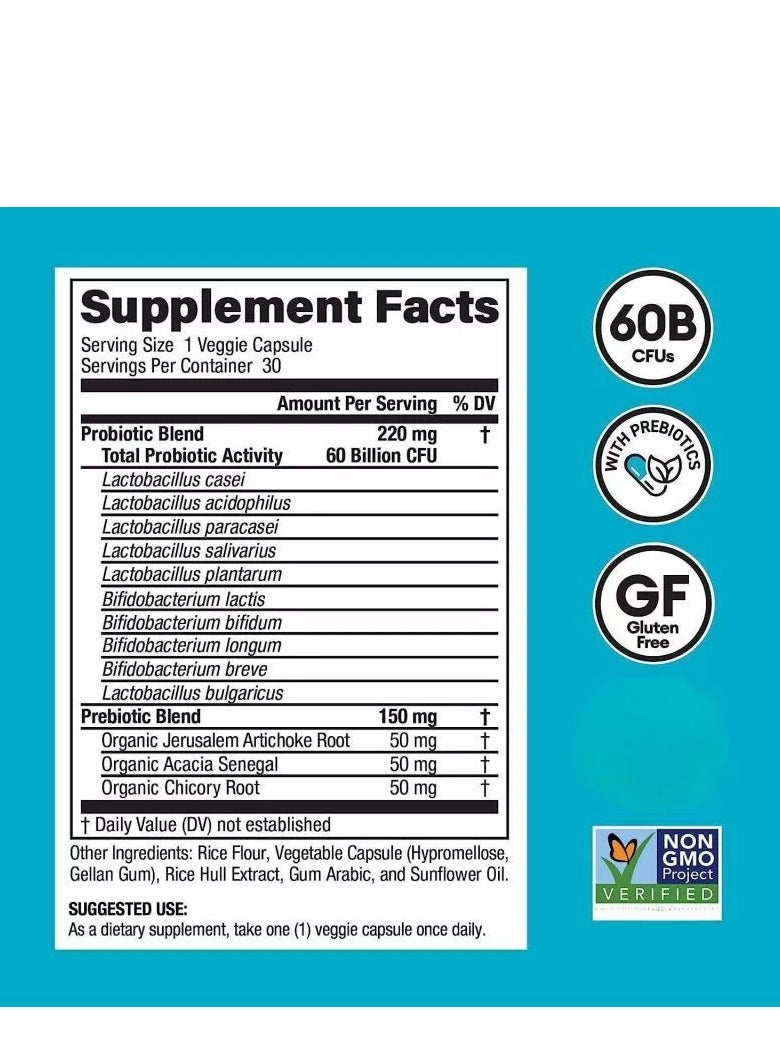 Wins Town 60 Billion CFU - Dr. Approved Natural Shelf Stable Probiotic Supplement for Men and Adults (30 Capsules)  - Image 2
