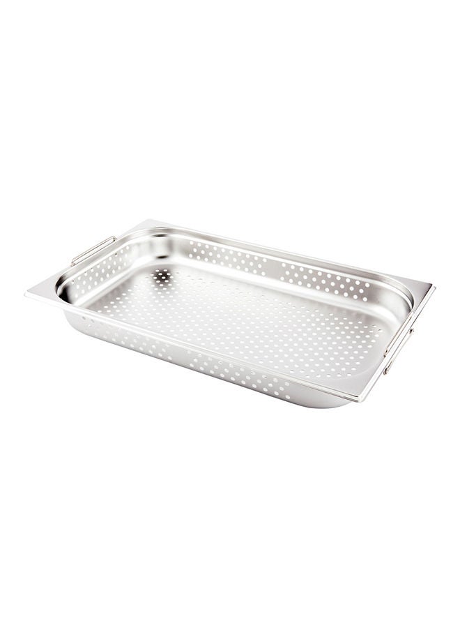 Restaurantware Met Lux 20.5 Inch x 12.8 Inch x 2.5 Inch Steam Table Pan, 1 Full Size Hotel Pan - Anti-Jam, Deep, Silver Stainless Steel Full Size Pan, With Collapsible Handles, For Parties Or Events - Image 4