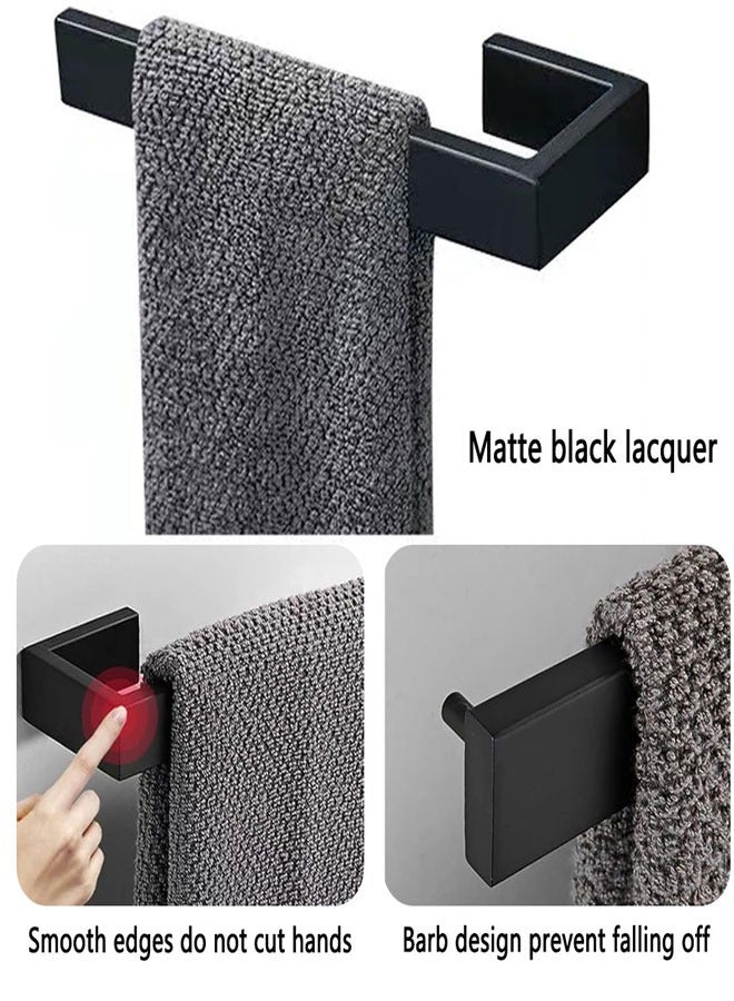 Hand Towel Holder for Bathroom Wall, Stainless Steel Towel Holder for Bathroom, 21CM Rectangular Wall Mounted Towel Rack Matte Black - Image 3