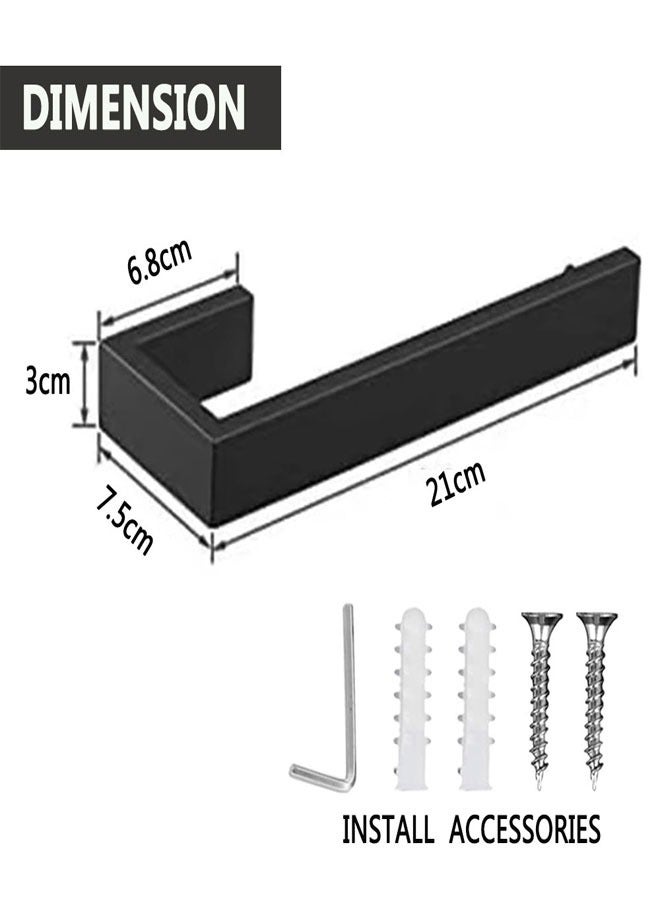 Hand Towel Holder for Bathroom Wall, Stainless Steel Towel Holder for Bathroom, 21CM Rectangular Wall Mounted Towel Rack Matte Black - Image 2