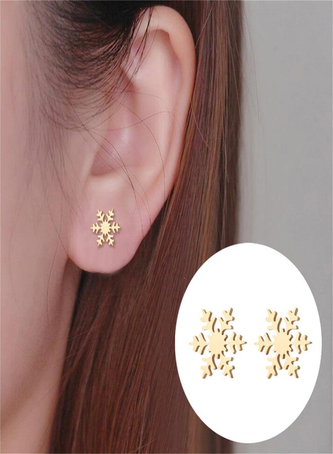 RLHRNDE 4 Pairs Stainless Steel Christmas Stud Earrings Set for Women Charm Cute Winter Snowflake Earrings Earrings Daily Clothing Matching Xmas Holiday Festival Jewelry Gifts (C) - Image 2