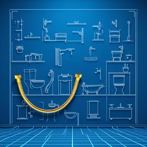 SquarezhenBo 50cm Gold Stainless Steel Plumbing Hose and Angle Valve Connector - Bathroom Toilet Pipe Fittings, 1/2 Inch Water Supply Line for Sink Faucet Installation - Image 5