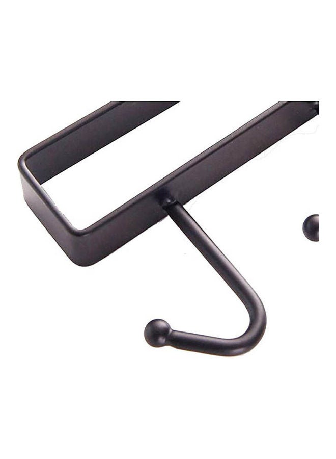 SOLDOUT 6 Hooks Stainless Steel Cupboard Hanging Hook Rack Holder Hooks Door Bathroom Kitchen Cabinet Draw Bedroom Towel Hanger Black 26x6.5x2.2cm - Image 2