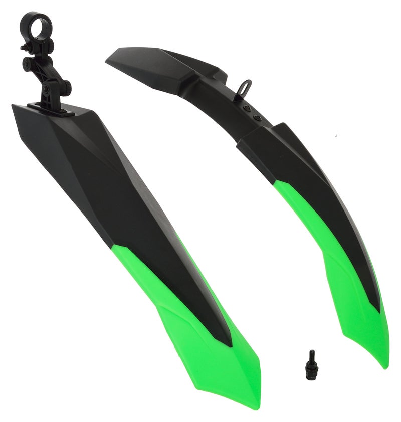 Dark Horse® Bicycle Dual Tone Front & Rear Mudguard with Plastic Clamp, Black-Green - Image 1