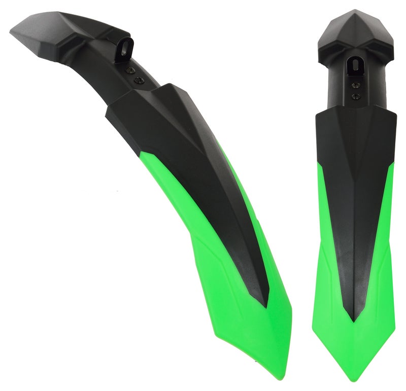 Dark Horse® Bicycle Dual Tone Front & Rear Mudguard with Plastic Clamp, Black-Green - Image 5