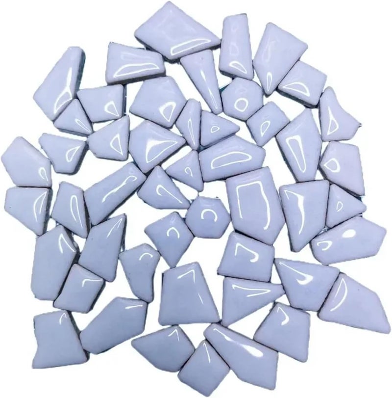 Mosaic Tiles 200g/7.05oz(Approx. 155-170pcs) Porcelain Mosaic Tiles 1-2.5cm 0.4mm Thickness Ceramic Mosaic Stones DIY Mosaic Craft Material(Light Light Blue) - Image 1