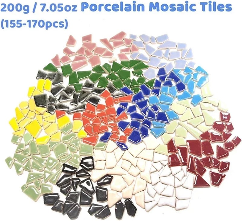 Mosaic Tiles 200g/7.05oz(Approx. 155-170pcs) Porcelain Mosaic Tiles 1-2.5cm 0.4mm Thickness Ceramic Mosaic Stones DIY Mosaic Craft Material(Light Light Blue) - Image 2