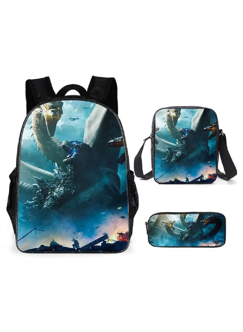 Godzilla New Godzilla Student Backpack Three-piece Set 29*16*42cm