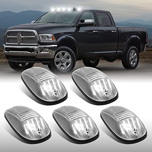 SHINEFIT 5PCS LED Cab Roof Lights Replacement for 20032018 Ram 1500 2500 350020112018 Ram 4500 5500 White Cab Clearance Lights for Truck Clear Lens Roof Top Running Lights